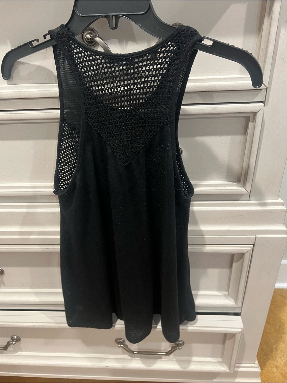 American Eagle Outfitters Black Mesh Yoke Tank Top - Picture 3 of 3